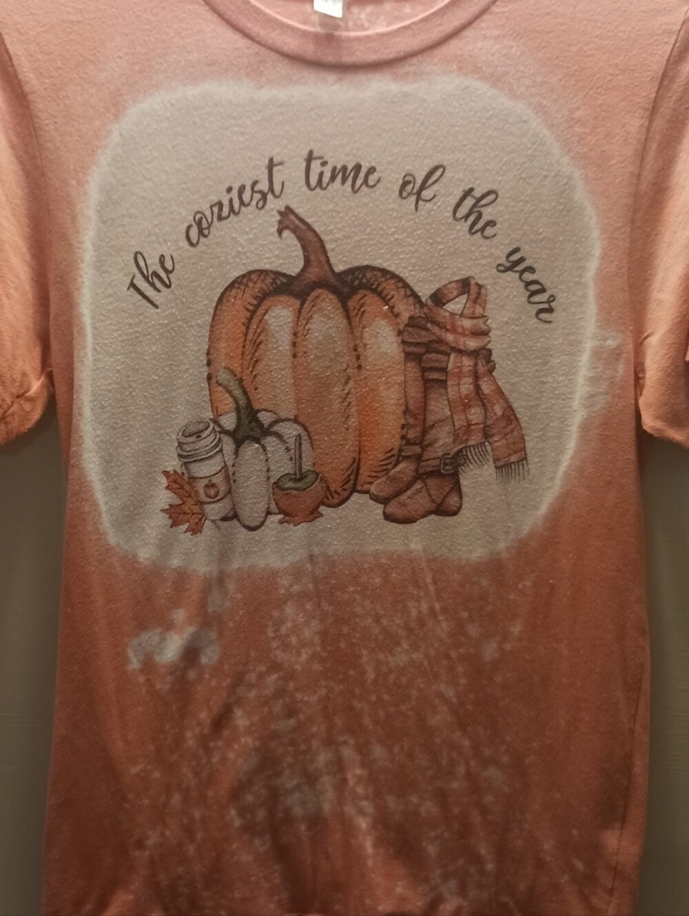 Fall Cozy Pumpkin Graphic Tee - Peach